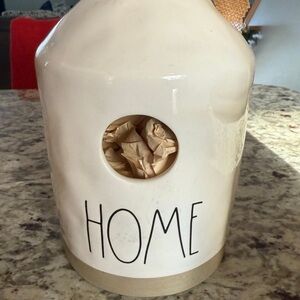 Rae Dunn Cream and Tan "HOME" Ceramic Birdhouse Decor